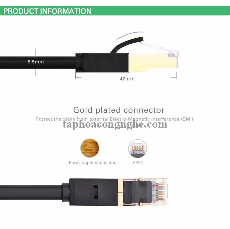 Ugreen 11229 0.5M màu Đen Cáp mạng LAN CAT7 STP chống nhiễu NW107 30011229